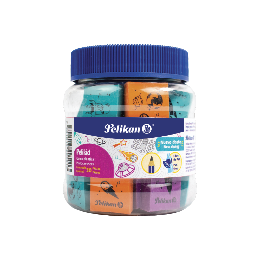 Barril con 30 Gomas de borrar Pelikid