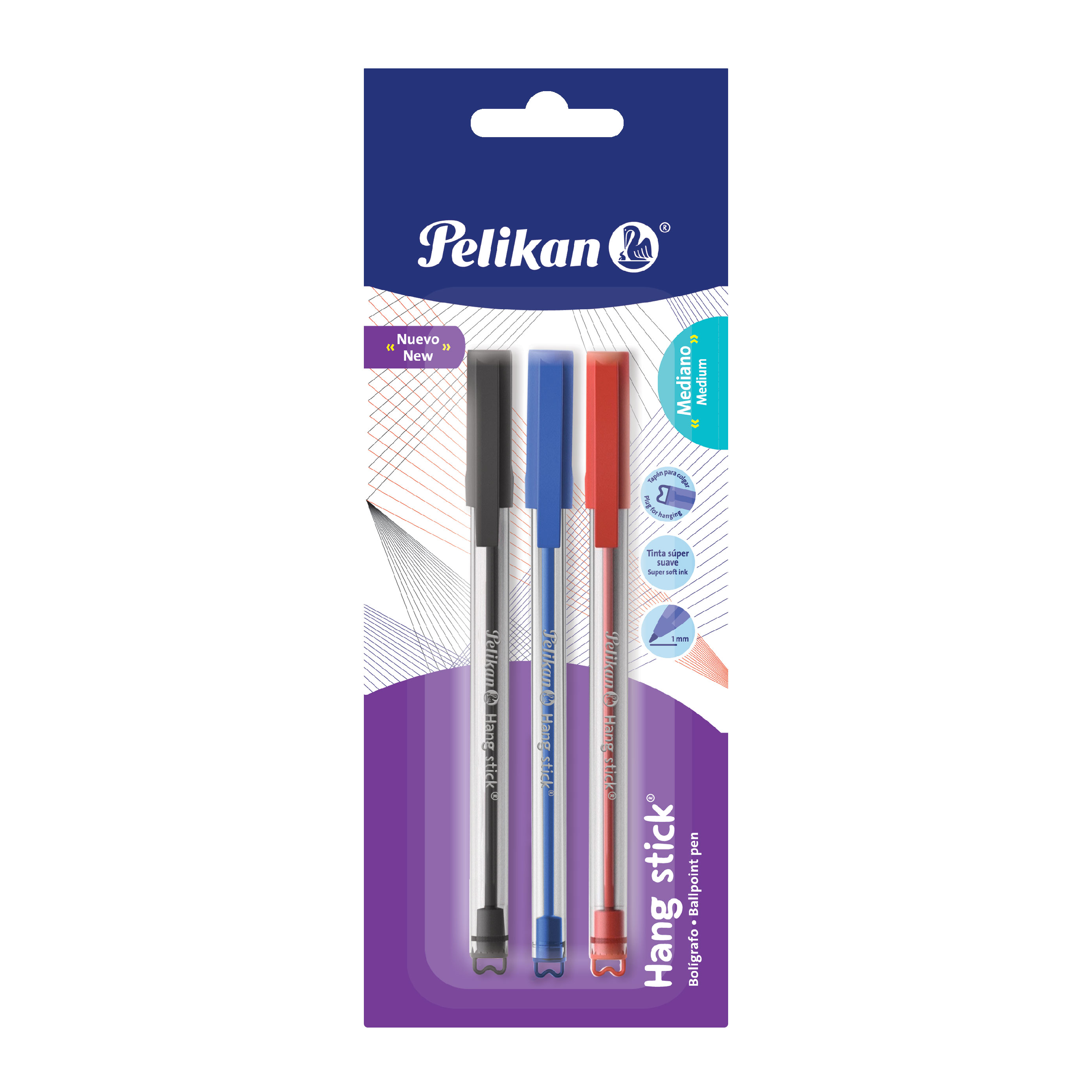 Bolígrafos Pointec negro, azul y rojo