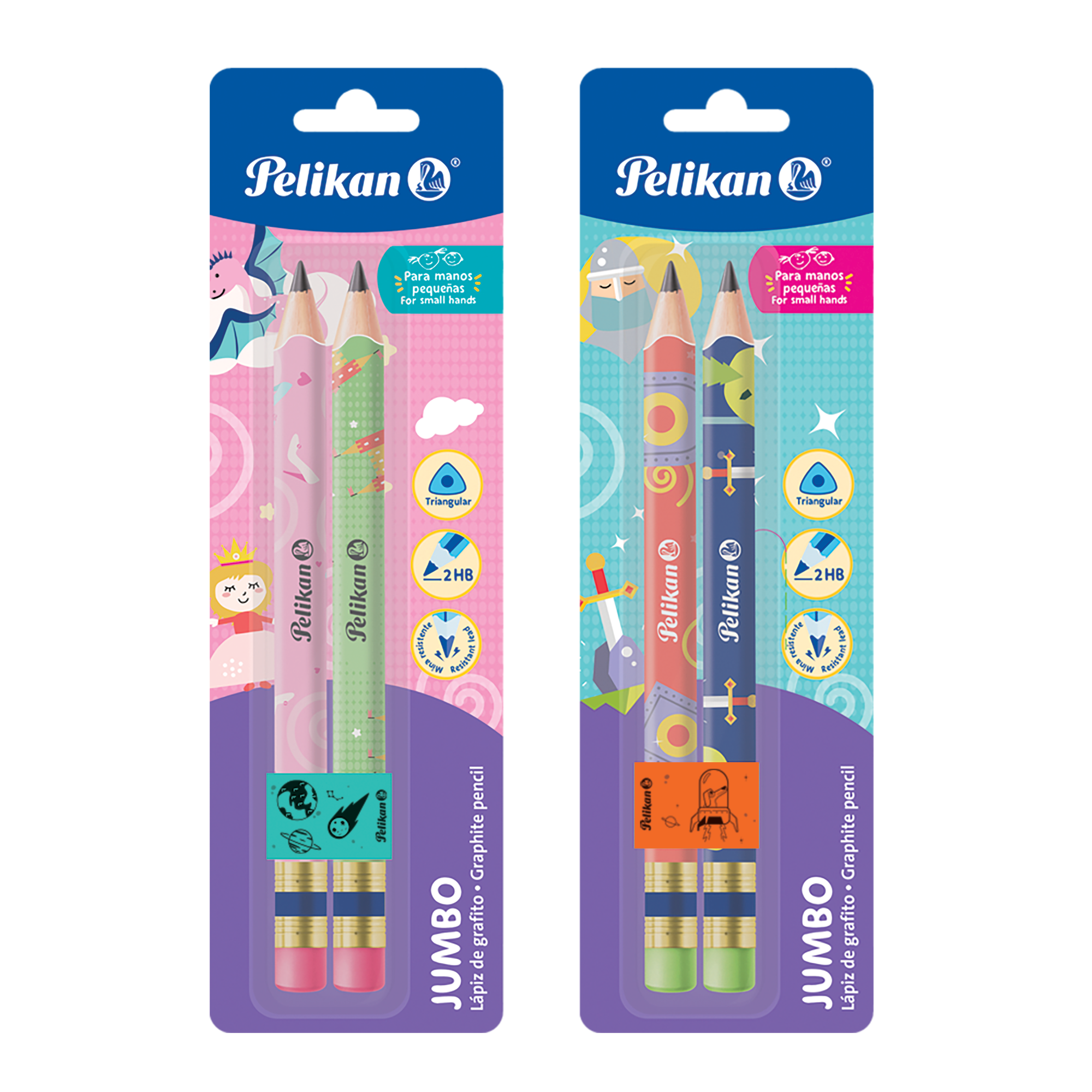 Tarjeta de 2 lápices de escritura #2HB Jumbo triangular con diseño