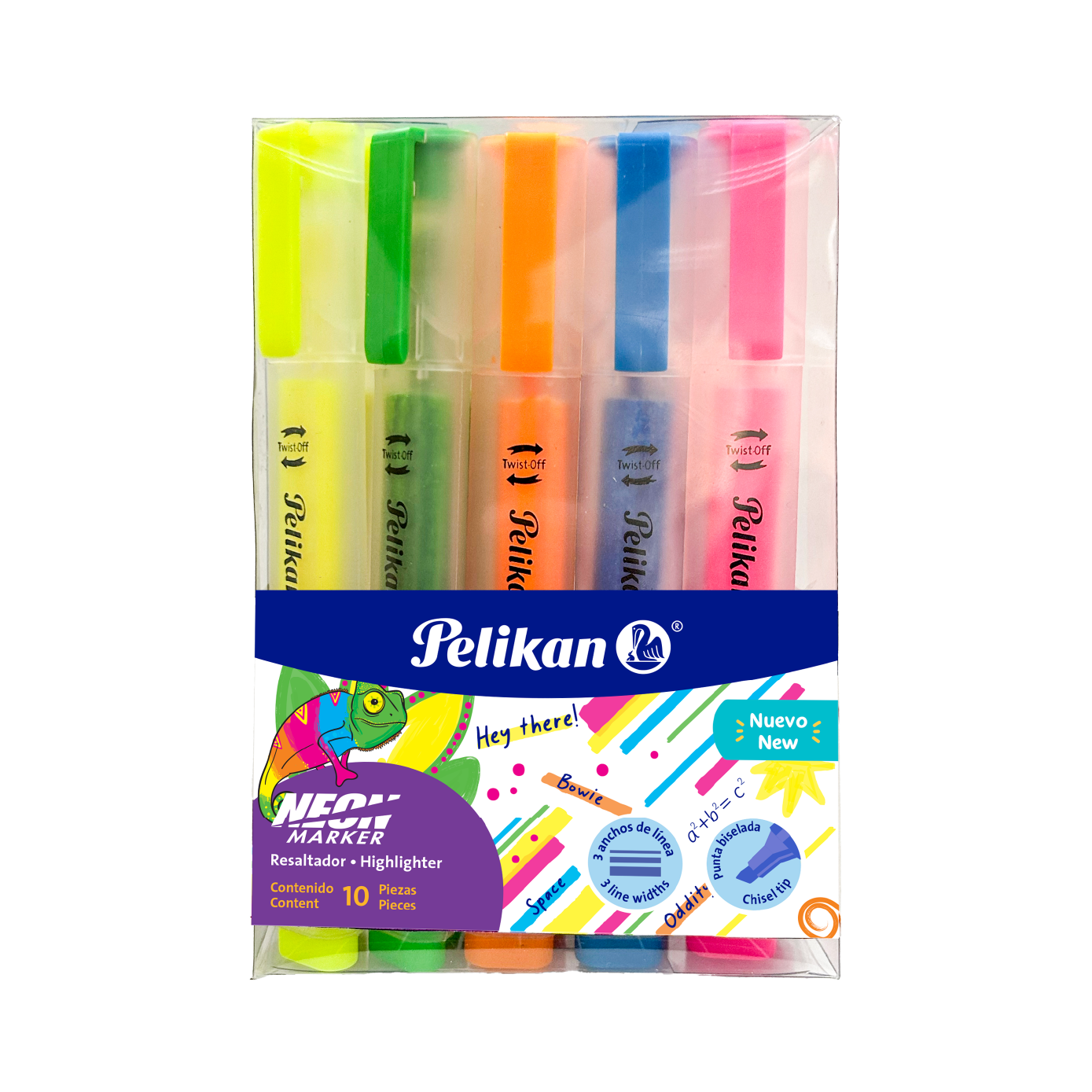 Caja con 10 piezas neon marker Col surtodo