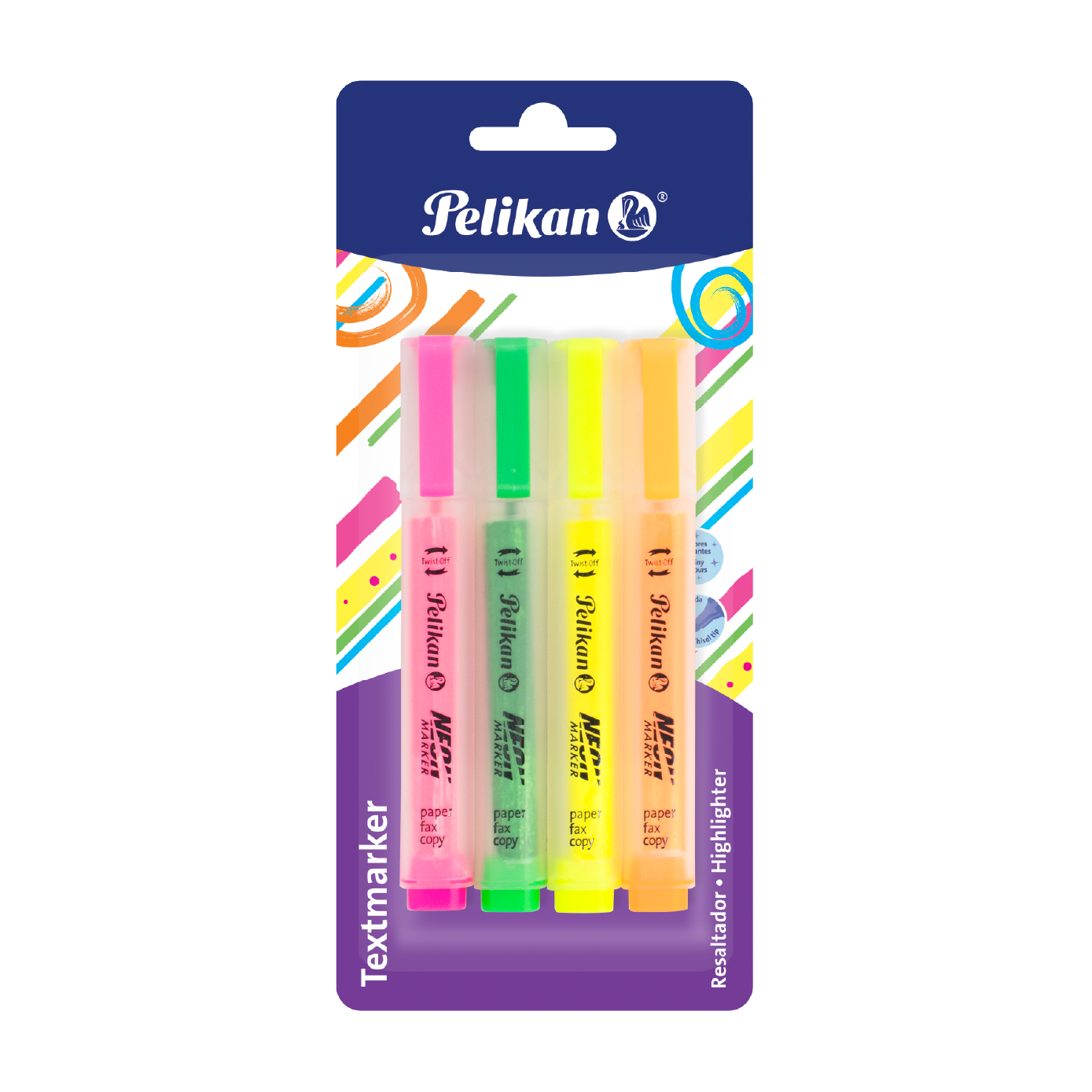 Tarjeta Blister neón marker surtido con 4 piezas